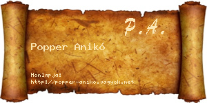 Popper Anikó névjegykártya